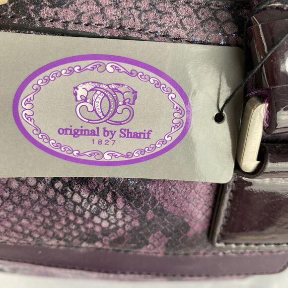 Original by Sharif 1827 Quilted Satchel Bag Purple Leather Snakeskin Mobwife NWT - Picture 5 of 13